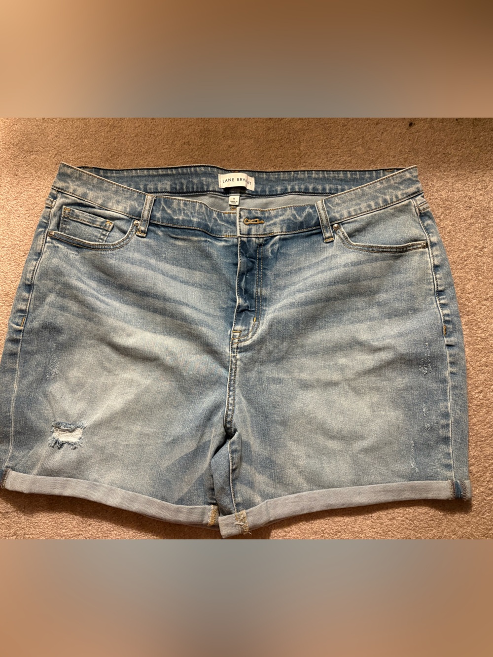 Lane Bryant Light Blue Distressed Roll-Cuff Denim Shorts
